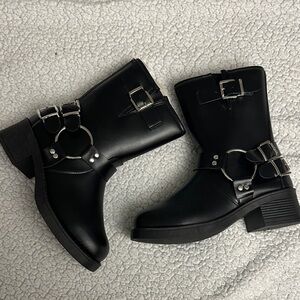 Black Buckle Ankle Boots